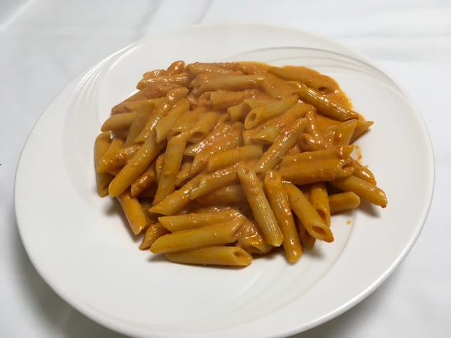 Penne Alla Vodka with Prosciutto & Mushrooms.