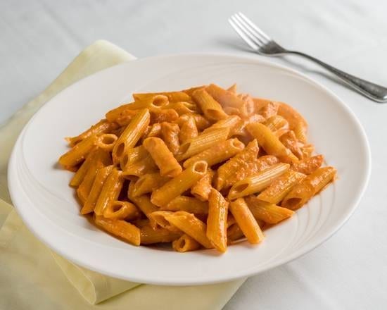 Penne Alla Vodka with Prosciutto & Mushrooms.
